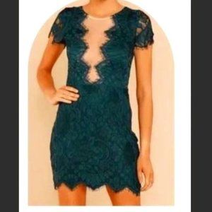Storia Emerald Green Lace Mini Cocktail Party Dress